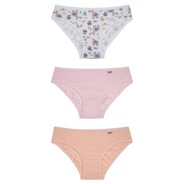 Kit 03 Calcinhas Infantil Em Cotton Estampa Lhama