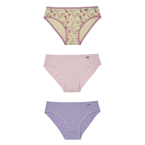 Kit 03 Calcinhas Infantil Em Cotton Dog