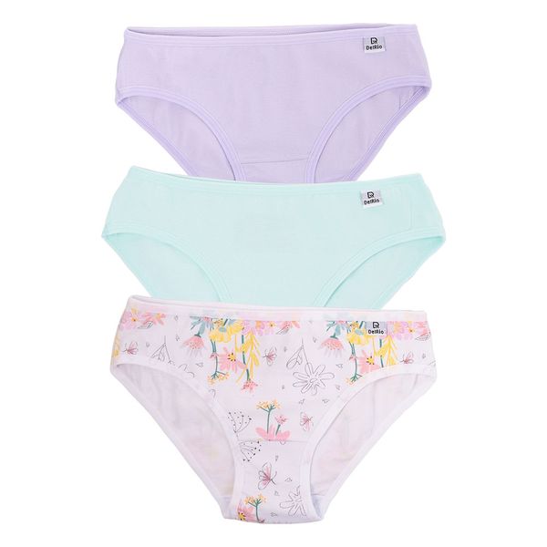 Kit 03 Calcinhas Infantil Em Cotton Estampa Elisa