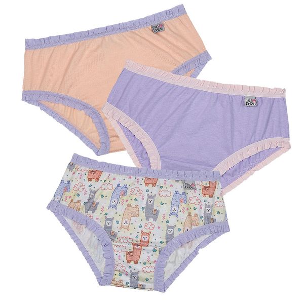 Kit 03 Calcinhas Baby Estampa Lhama