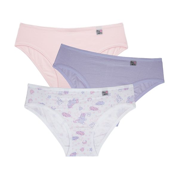 Kit 03 Calcinhas Infantil Em Cotton Unicórnio
