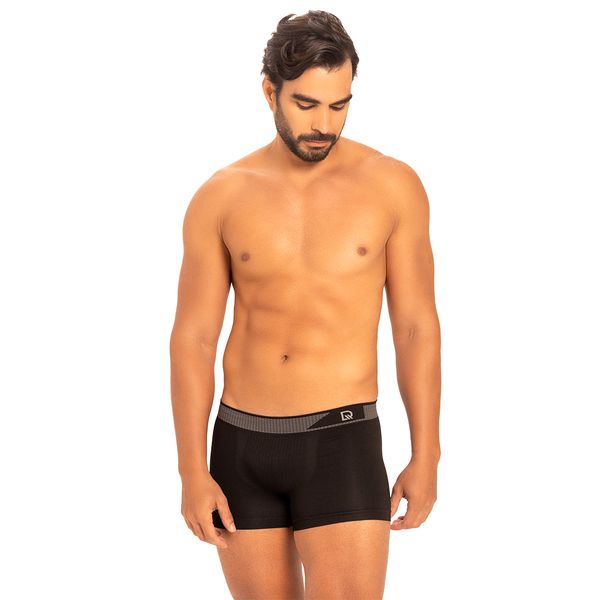 Cueca Boxer Sem Costura De Algodão Preto