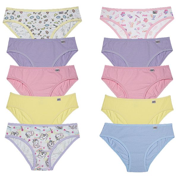 Kit 10 Calcinhas Biquini De Cotton Infantil