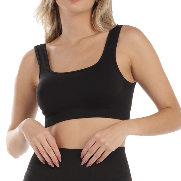 Top Fitness Sem Costura Preto