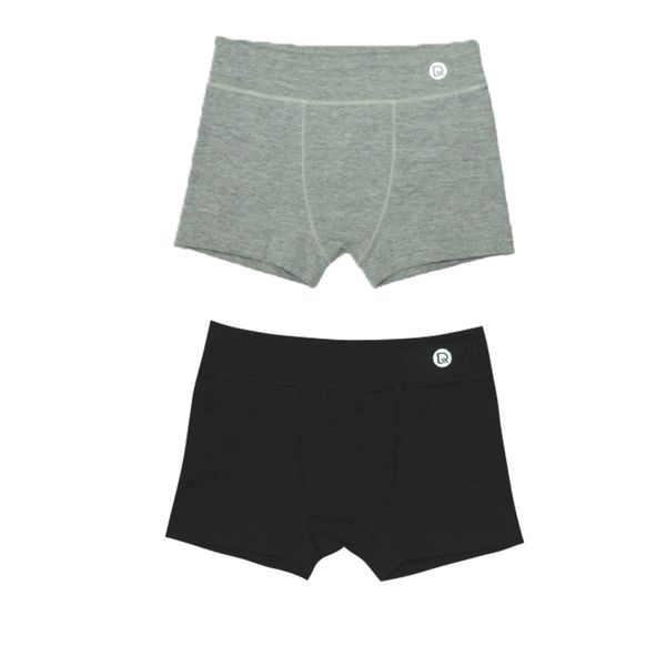 Kit 02 Cuecas Boxer Infantil Em Cotton Mescla/Preto
