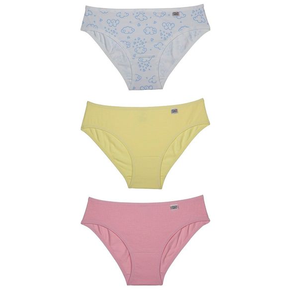 Kit 03 Calcinhas Infantil Em Cotton Estampa Nuvem