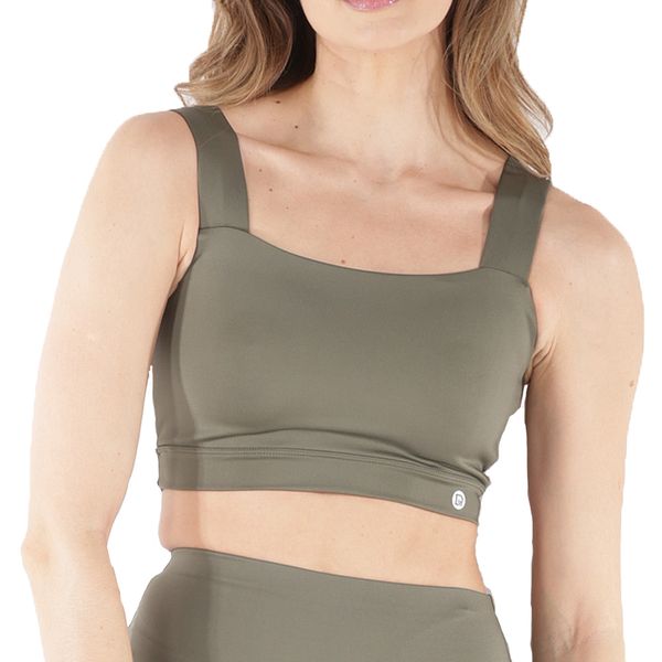 Top Fitness Em Tecido Lulu Verde Militar